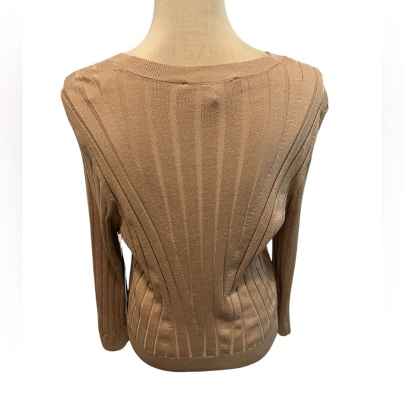Rachel Roy Women's Fitted Silhouette Ribbed Sweater Camel Color Crewneck XL NWT. - Picture 4 of 11